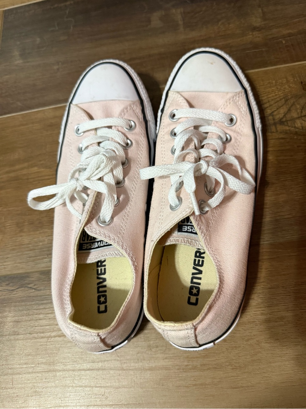 Converse Women’s Low Top Sneakers in Pale Pink and White